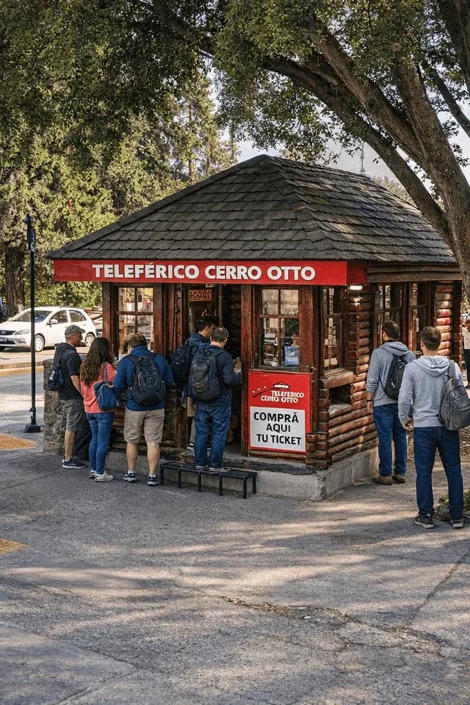 Cabine de atendimento ao cliente do Teleférico Cerro Otto localizado na esquina da Avenida San Martín com a Calle Independencia.