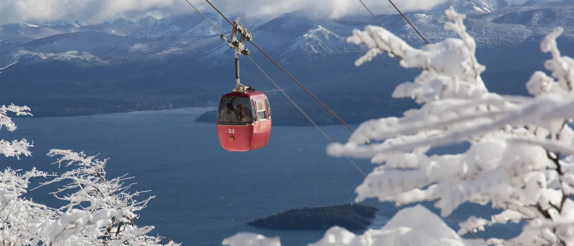 snowy cable car