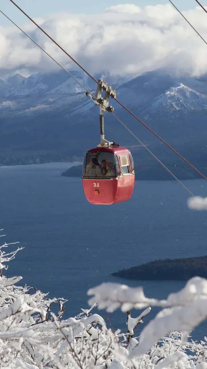 snowy cable car